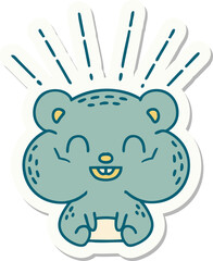 sticker of tattoo style happy hamster