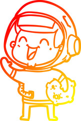 Fototapeta premium warm gradient line drawing happy cartoon astronaut