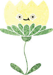 retro illustration style cartoon flower