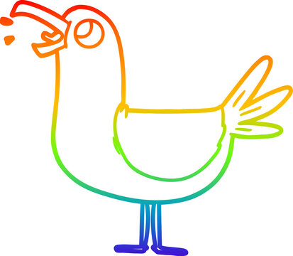 recommend clip art: rainbow gradient line drawing cartoon seagull