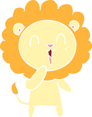 laughing lion flat color style cartoon