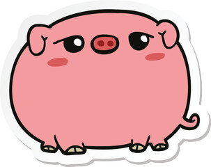 sticker of a cute cartoon pig