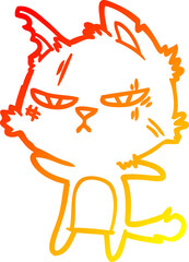 warm gradient line drawing tough cartoon cat