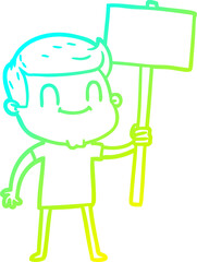 cold gradient line drawing cartoon friendly man