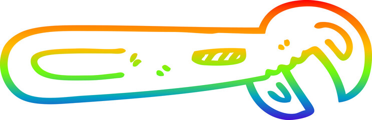 rainbow gradient line drawing cartoon adjustable spanner