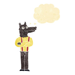 cartoon funny werewolf with thought bubble