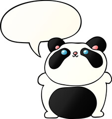 cartoon panda and speech bubble in smooth gradient style