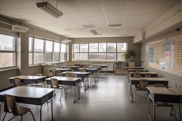 empty high school Classroom, AI Generated