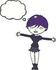 cartoon vampire girl with thought bubble