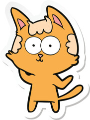 sticker of a happy cartoon cat