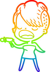 rainbow gradient line drawing cartoon cool hipster girl talking