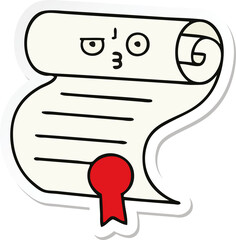sticker of a cute cartoon contract