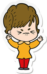 Fototapeta premium sticker of a cartoon frustrated woman