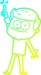 cold gradient line drawing cartoon smiling man