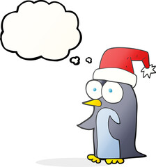 thought bubble cartoon christmas penguin