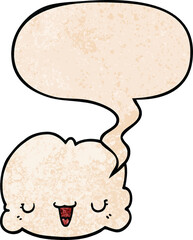 cute cartoon cloud and speech bubble in retro texture style
