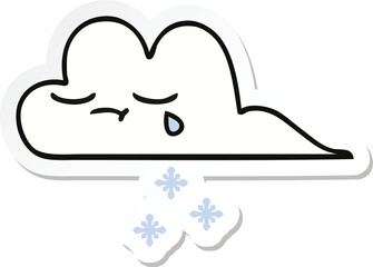 sticker of a cute cartoon snow cloud