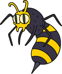 quirky hand drawn cartoon wasp