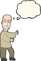 cartoon angry old man with thought bubble