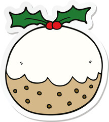 sticker of a cartoon christmas pudding