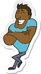 sticker of a cartoon muscle guy