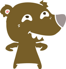 flat color style cartoon bear showing teeth