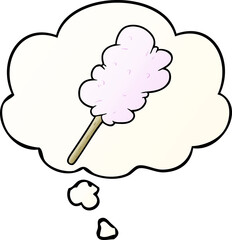 cartoon candy floss and thought bubble in smooth gradient style