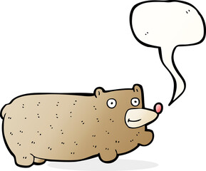 funny cartoon bear with speech bubble