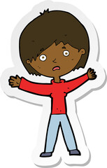 sticker of a cartoon worried woman