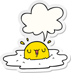 cartoon fried egg and speech bubble sticker
