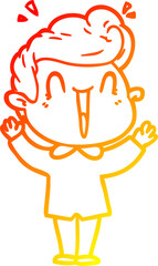 warm gradient line drawing cartoon excited man