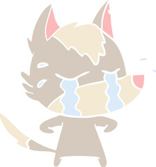 flat color style cartoon crying wolf