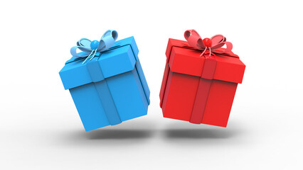 gift box front view with shadow 3d render