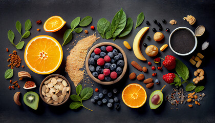Fototapeta na wymiar Healthy food clean eating selection fruit vegetable Ai generated image