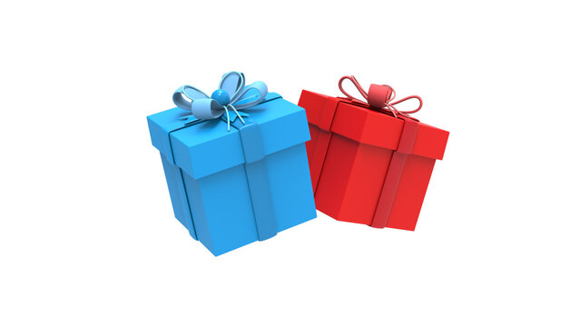 gift box angle view without shadow 3d render