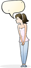 cartoon pretty woman with speech bubble