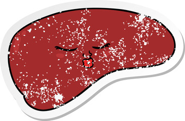 distressed sticker of a cartoon liver