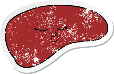 Gordijnen distressed sticker of a cartoon liver © lineartestpilot