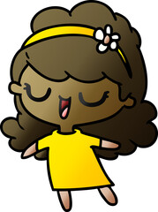 gradient cartoon of cute kawaii girl