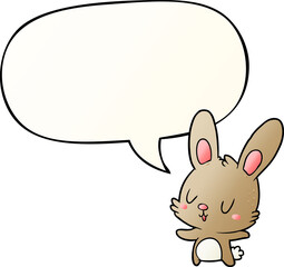 cute cartoon rabbit and speech bubble in smooth gradient style