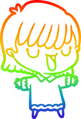 rainbow gradient line drawing cartoon woman