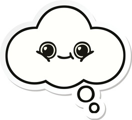 sticker of a cute cartoon thought bubble