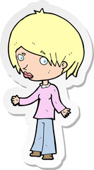 sticker of a cartoon confused woman