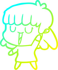 Obraz premium cold gradient line drawing cartoon woman