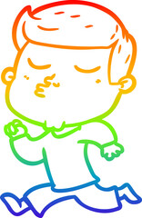 rainbow gradient line drawing cartoon model guy pouting