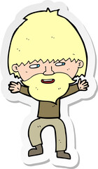 sticker of a cartoon happy man with beard