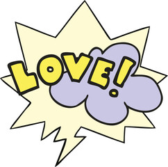Naklejka premium cartoon word love and speech bubble