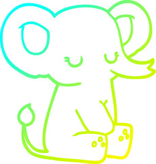 cold gradient line drawing cartoon elephant