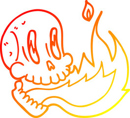 warm gradient line drawing cartoon flaming skull © lineartestpilot