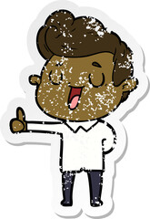 distressed sticker of a happy cartoon man